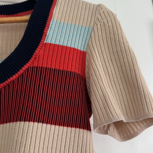 Tory Burch Plaited Rib Short Sleeve Top Medium - Picture 6 of 12